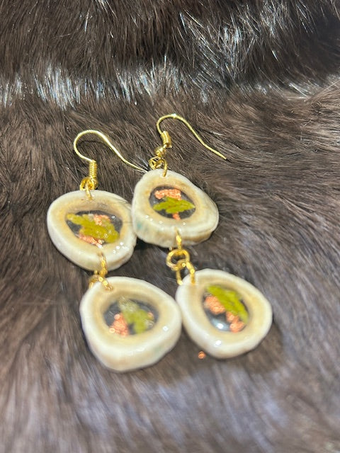 Copper & Cedar Deer Antler Earrings