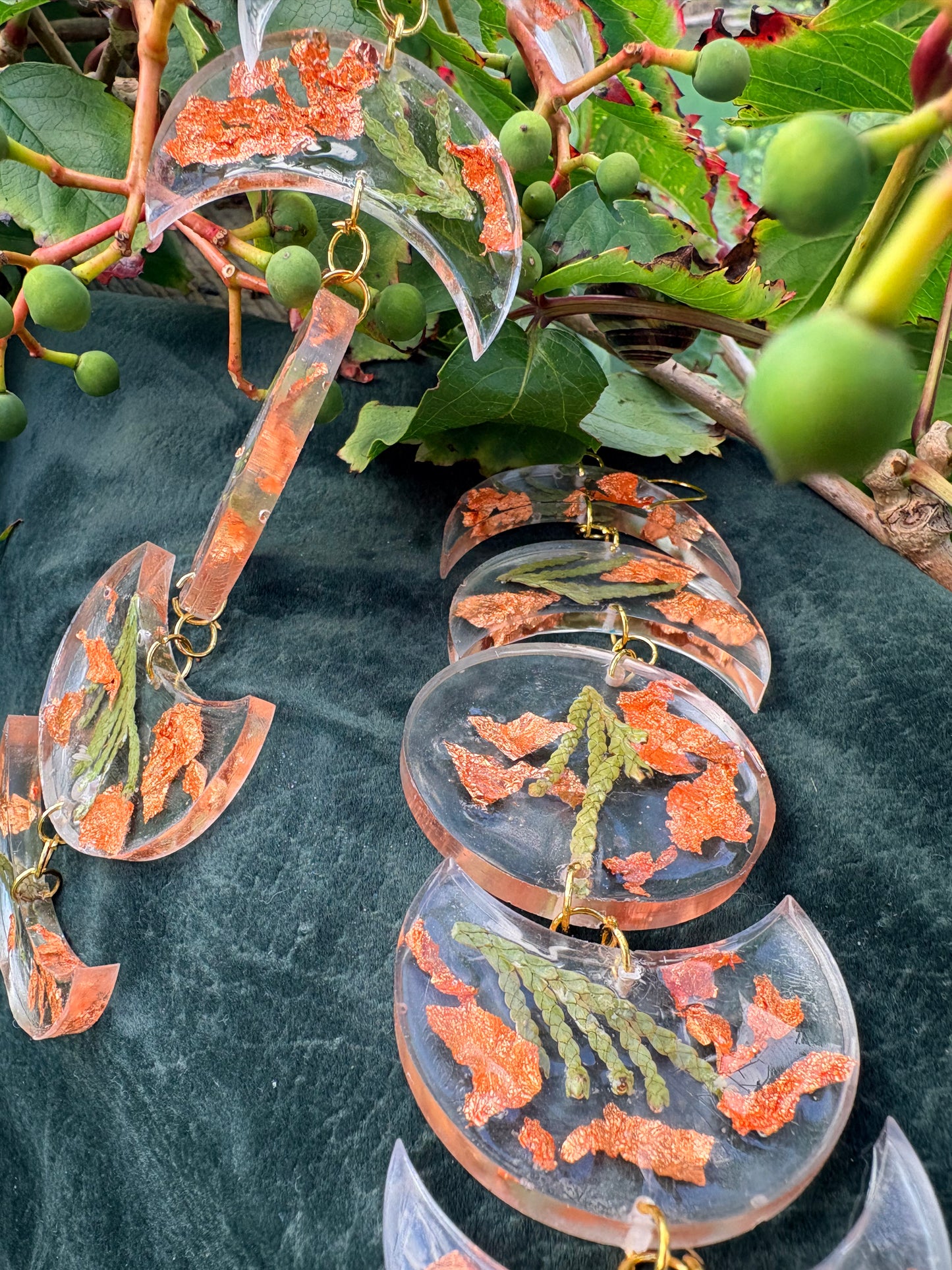 Perfectly Imperfect Moon Phase Copper and Cedar Earrings